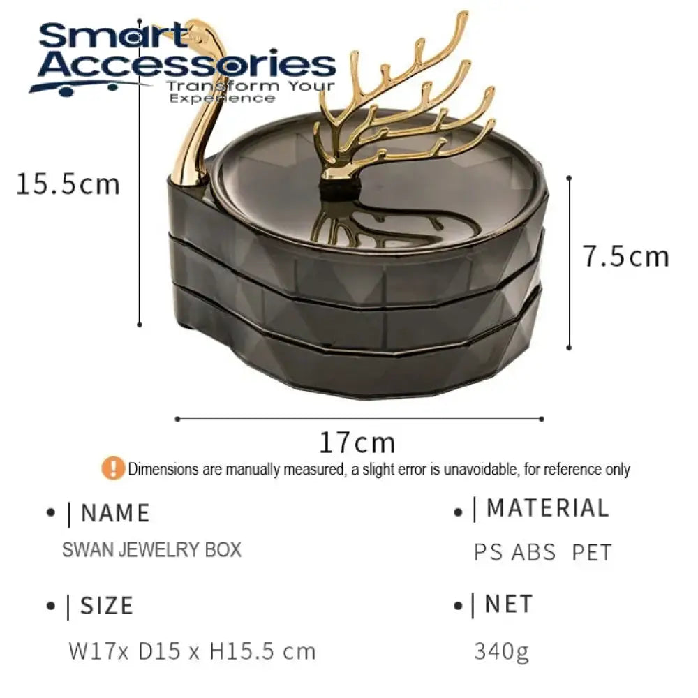 Creative 3 Layers Swan Jewelry Box Luxury Organizer