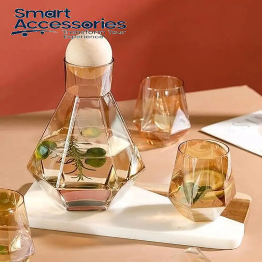 Crystal Glass Hexagonal Pitcher Water Set