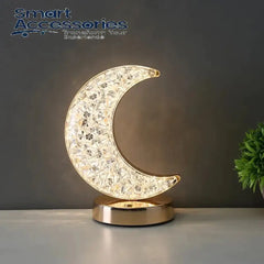 Crystal Moon Table Lamp Touch Control Bedside With 3 Levels Brightness