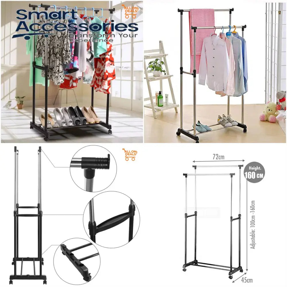 Pole Cloth Rack DOUBLE-POLE CLOTHES RACK – Smart Accessories PK
