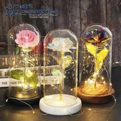 Eternal Flower Led Light Foil Flower In Glass Cover Night Lights