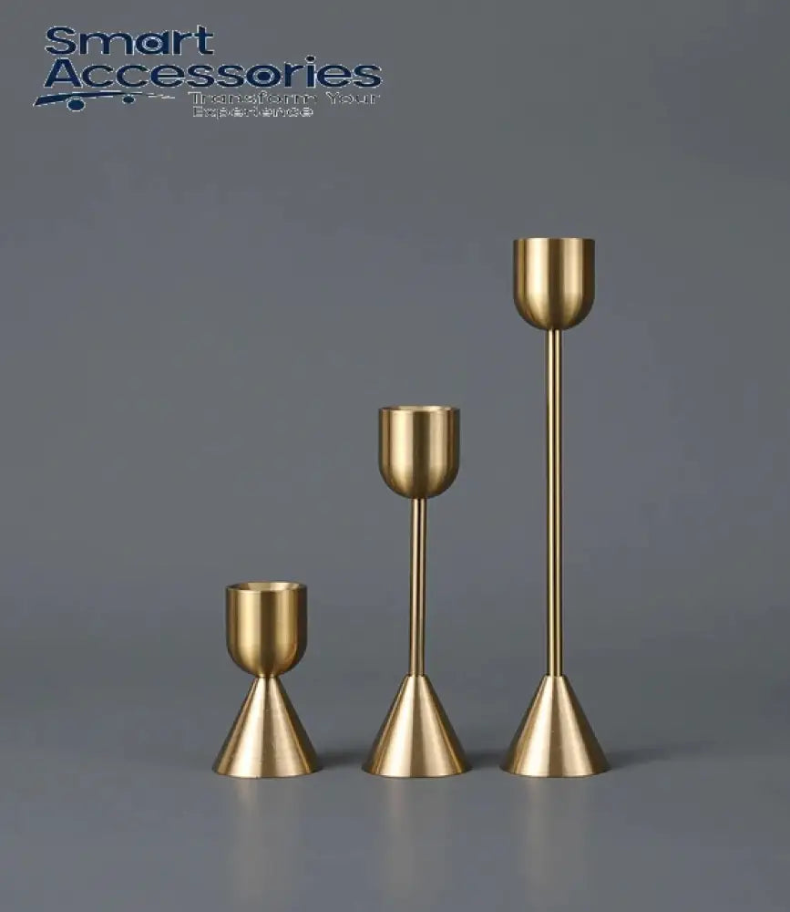 European Gold Candle Holder(Set Of 3)