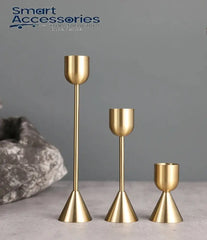 European Gold Candle Holder(Set Of 3)