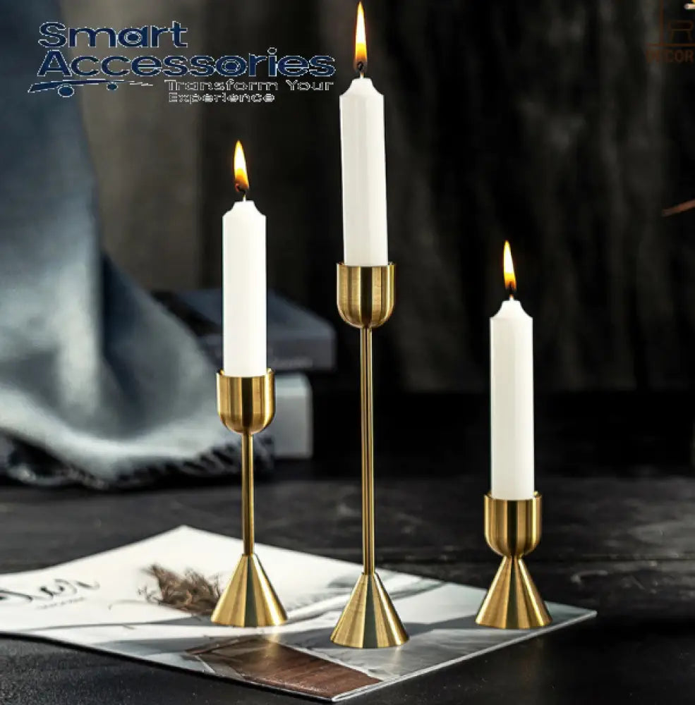 European Gold Candle Holder(Set Of 3)