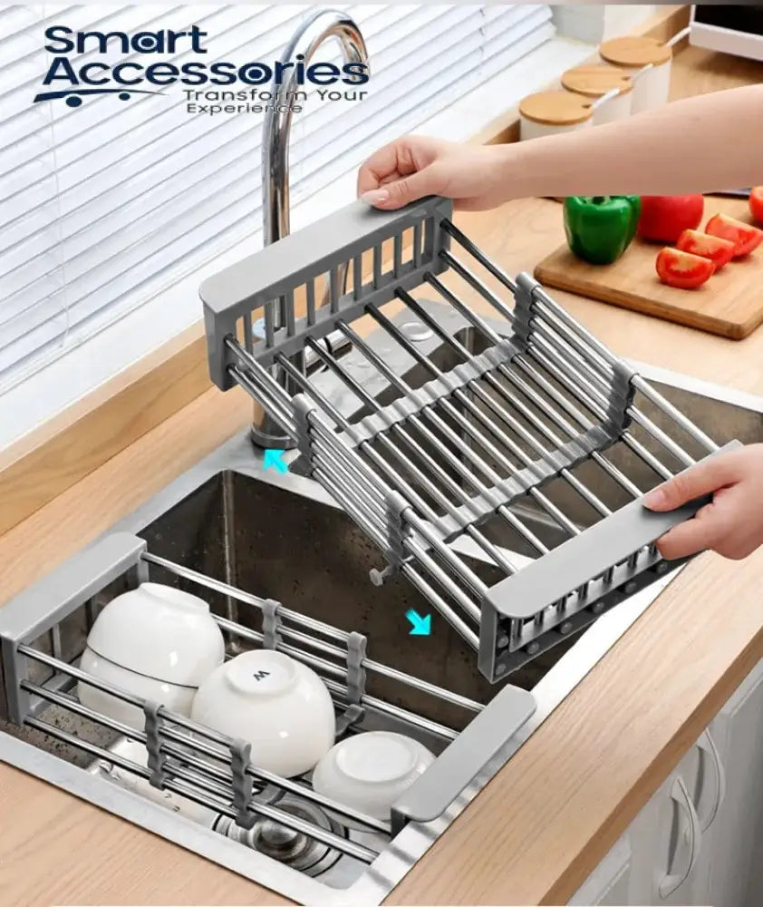 Expandable In Sink Kitchen Dish Drying Rack Over The