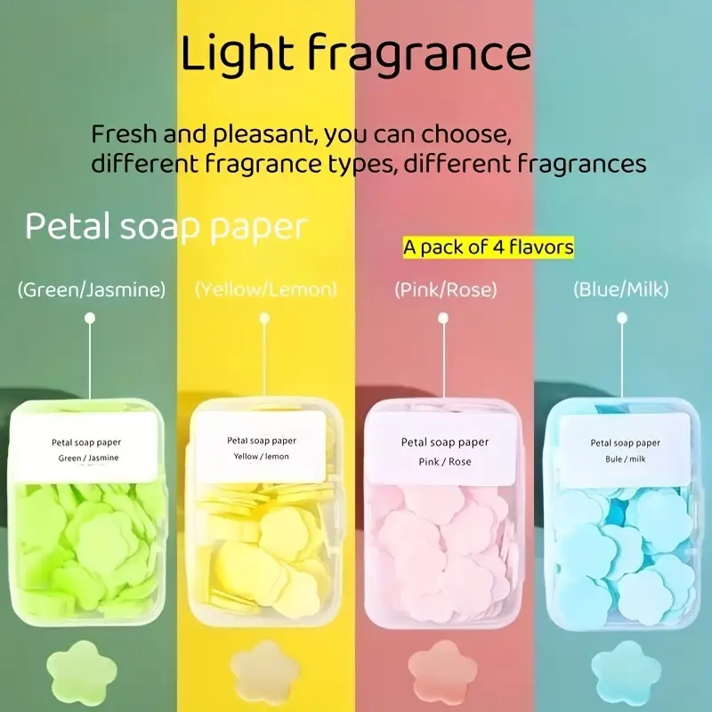 Mini Scented Portable Paper Soap Petals – 100pcs Box for Travel & Hygiene