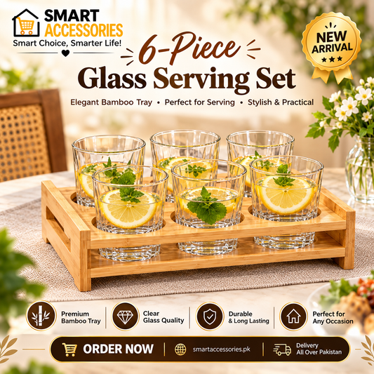 6 Slot Bamboo Glass Holder