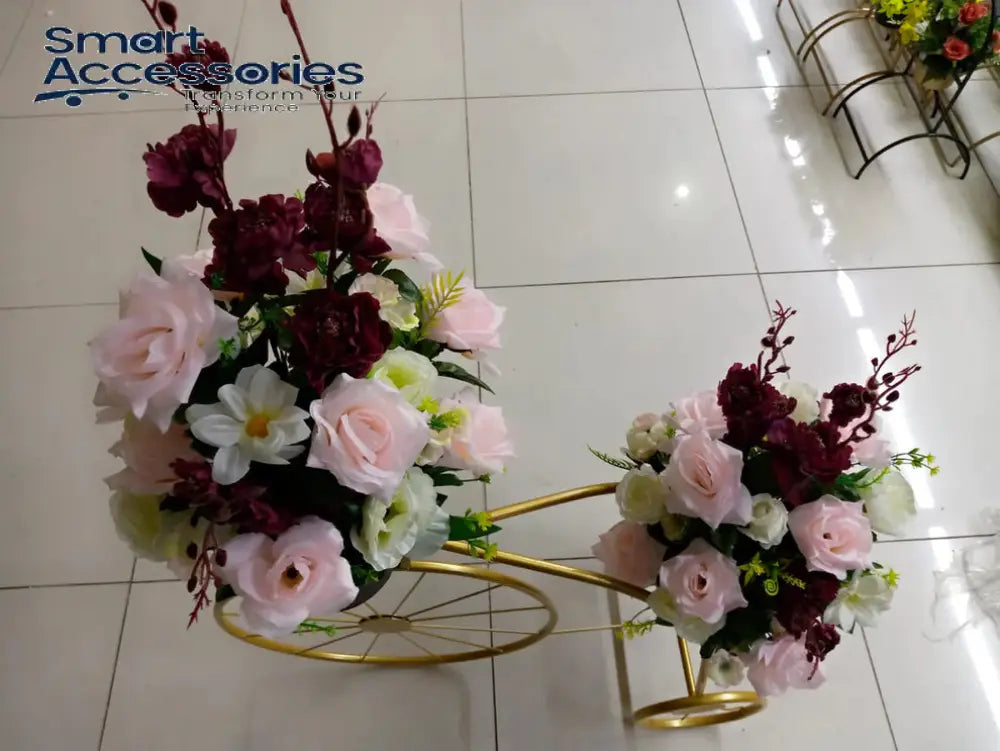 Floor Cycle Stand Pot With Flower Arrangement