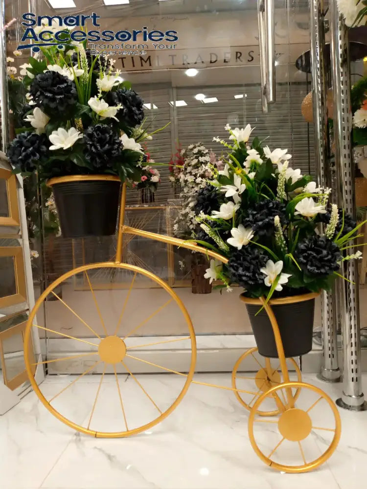 Floor Cycle Stand Pot With Flower Arrangement