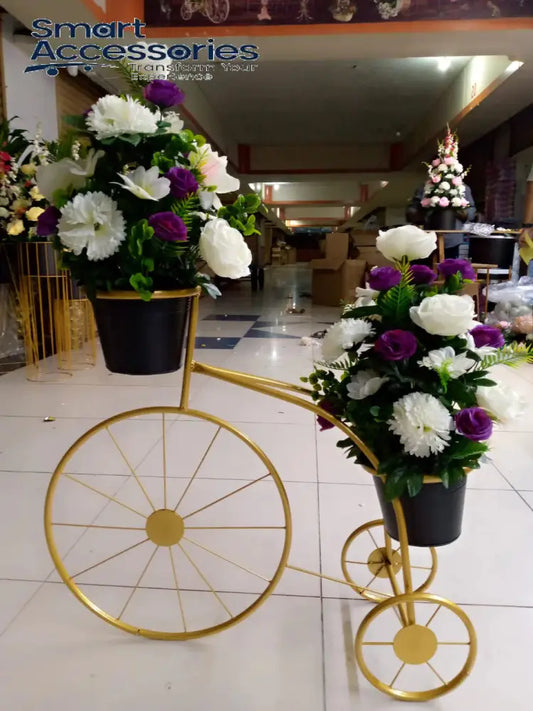 Floor Cycle Stand Pot With Flower Arrangement