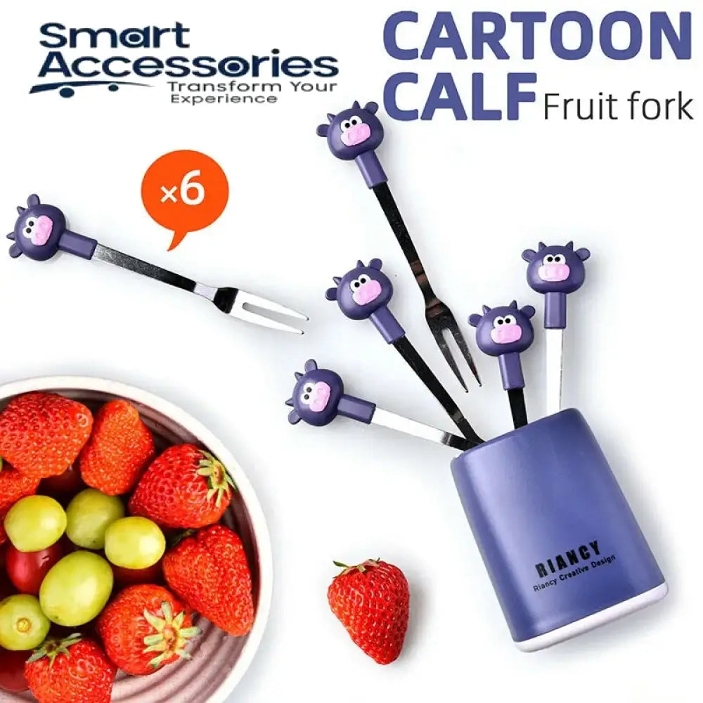 Fruit Salad Forks Set Of 6 4.6Inch Cute Animal Cocktail