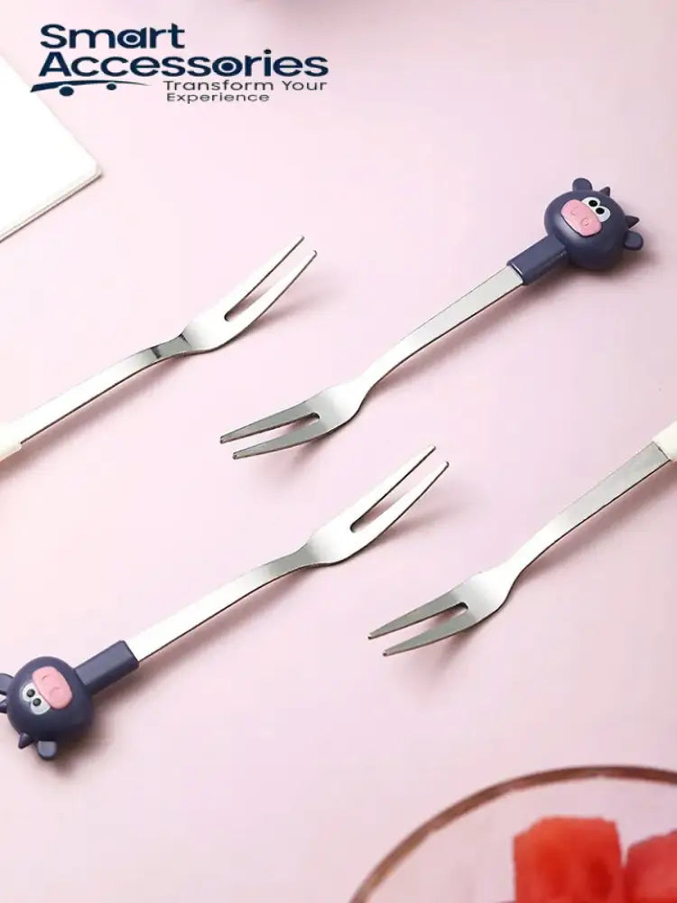 Fruit Salad Forks Set Of 6 4.6Inch Cute Animal Cocktail