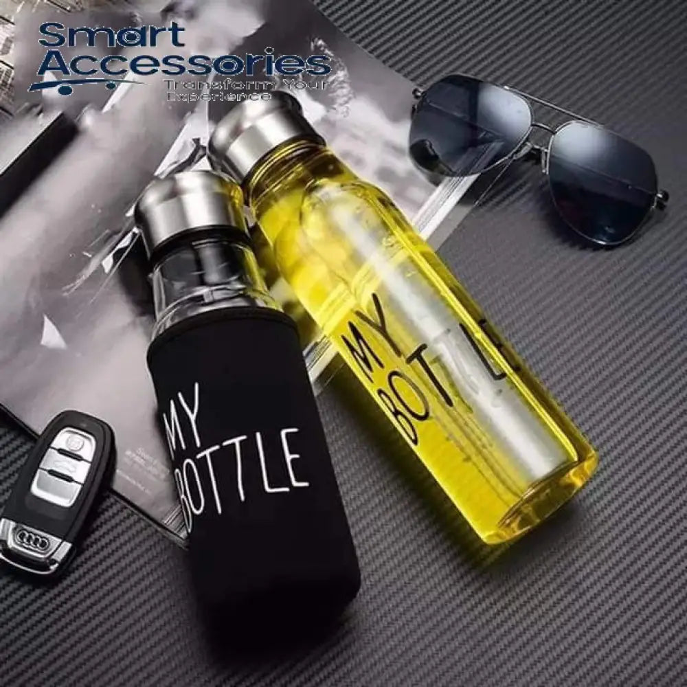 Glass Water Bottle With Aluminum Cap & My Black Pouch 750Ml Capacity