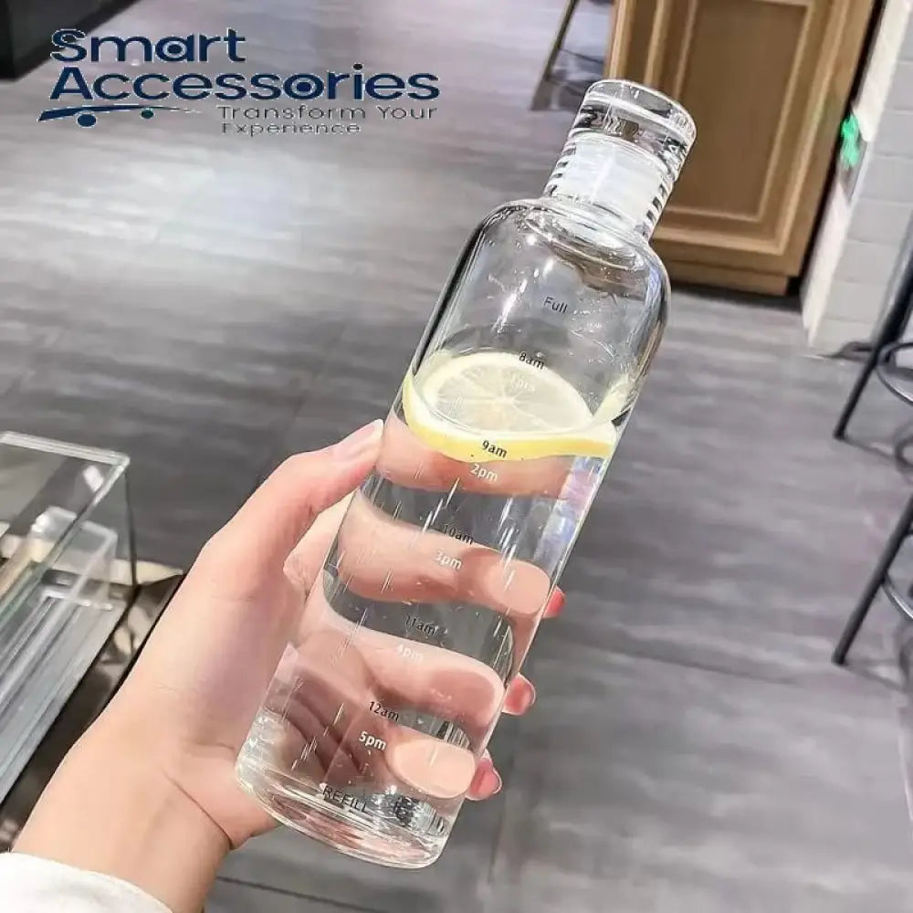 Glass Water Bottle With Time Marker