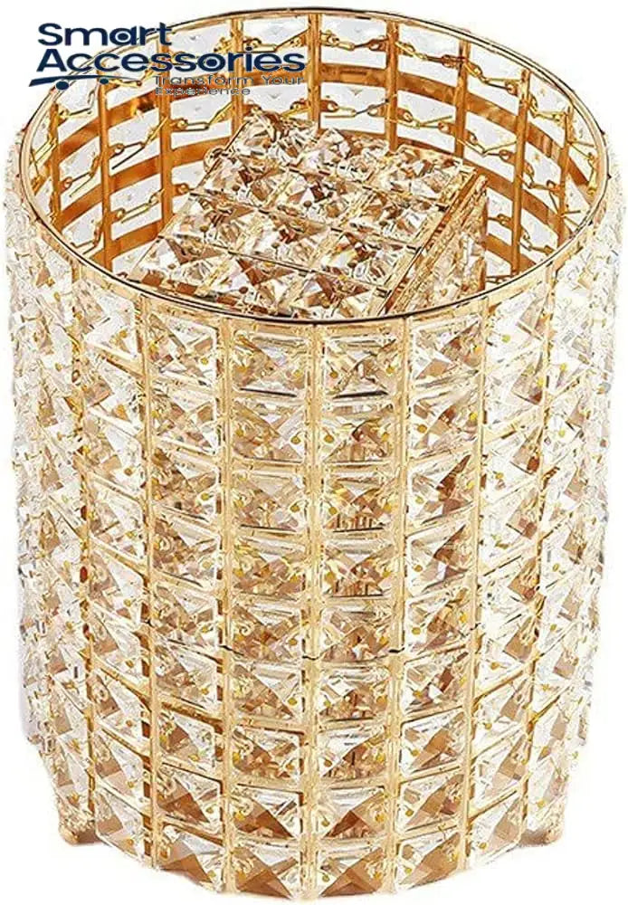 Golden Crystal Dustbin Tissue Box Set