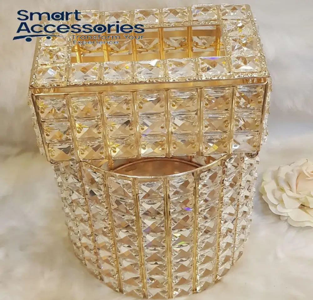 Golden Crystal Dustbin Tissue Box Set