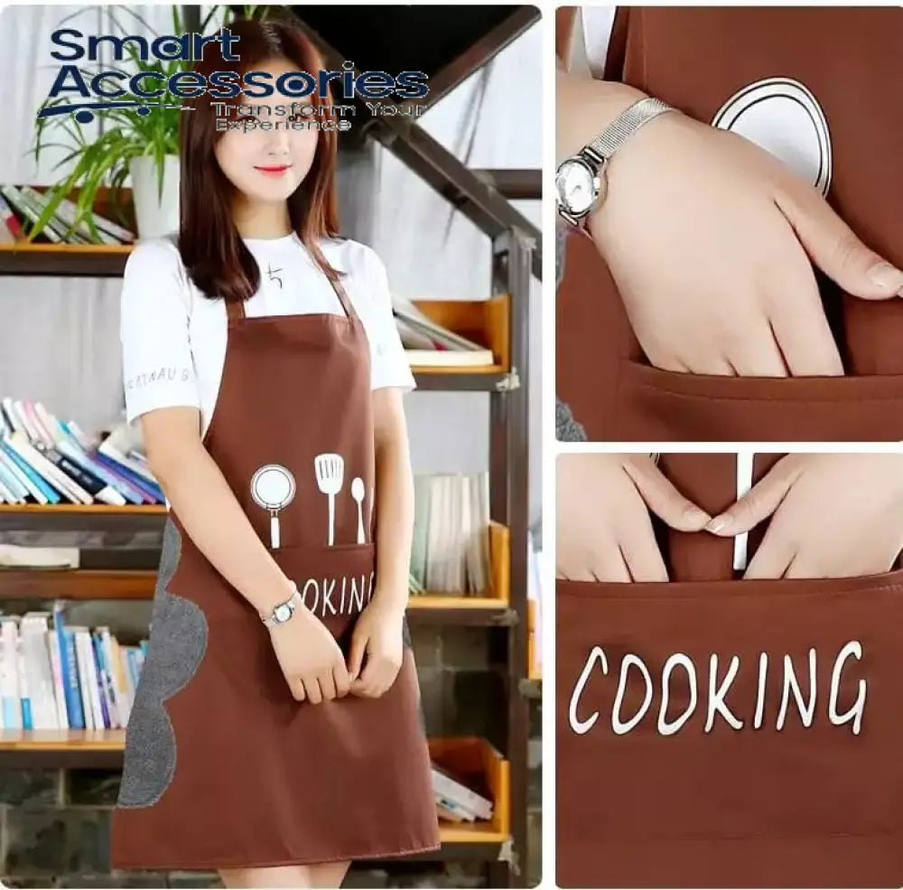 Hand-Wiping Kitchen Household Cooking Apron Men Women Oil-Proof Waterproof (Only Black)