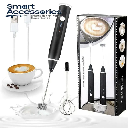 Handheld Usb Rechargeable Foam Maker Electric Frother With 2 Stainless Whisks