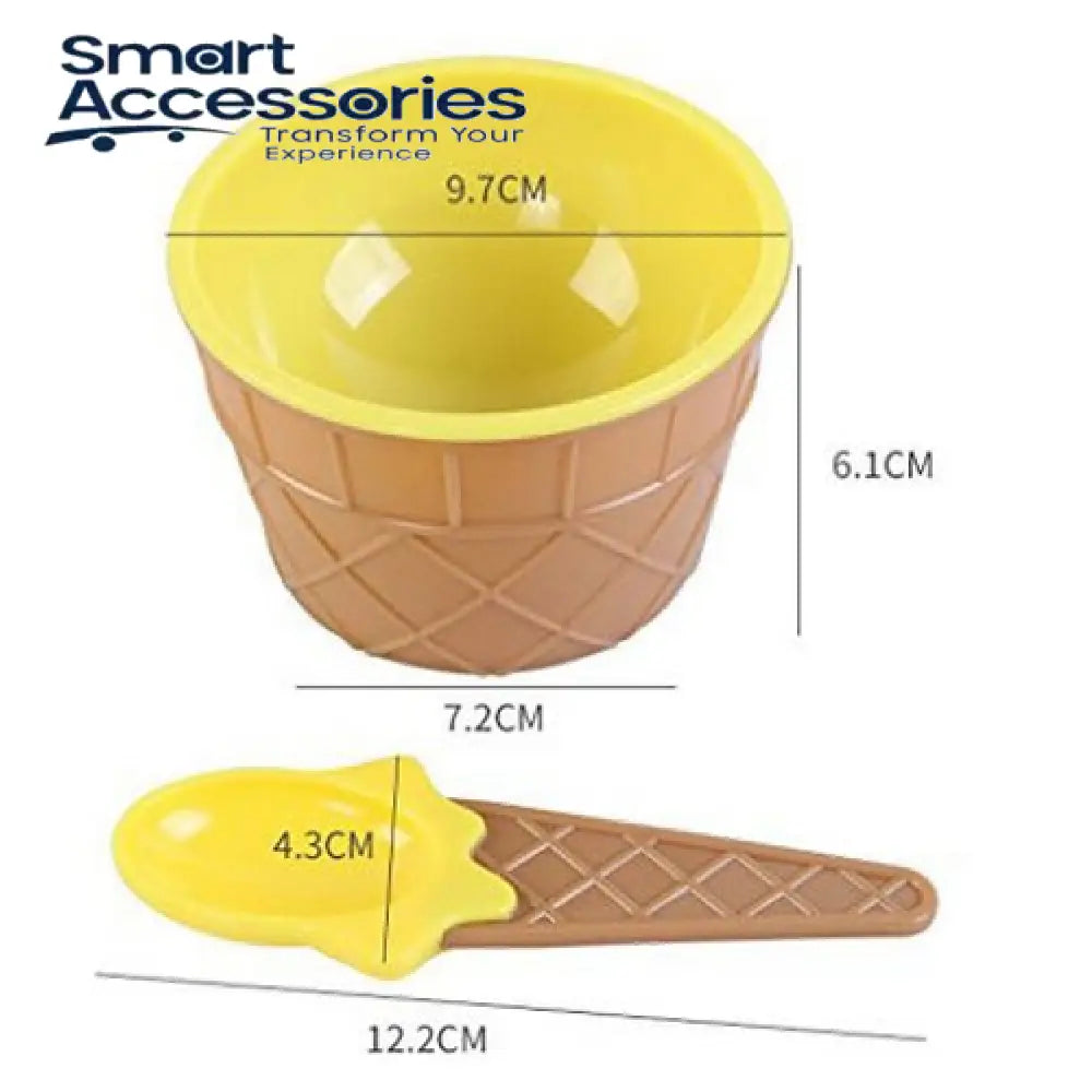 Ice Cream Cups Set - 4 & Spoons