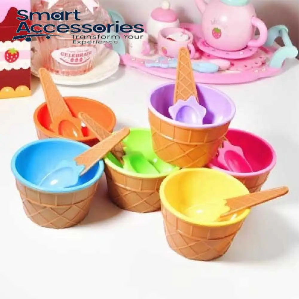 Ice Cream Cups Set - 4 & Spoons