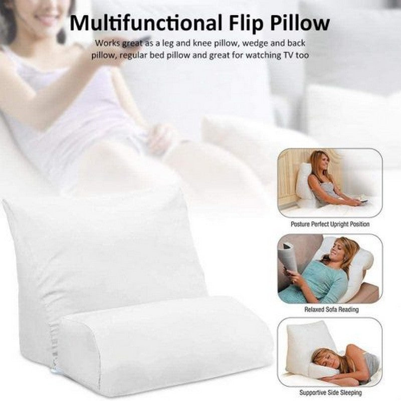 Flip Pillow Backrest Support 10-in-1 Multifunctional Soft Bed Wedge Memory Foam Incline Cushion for Back and Legs