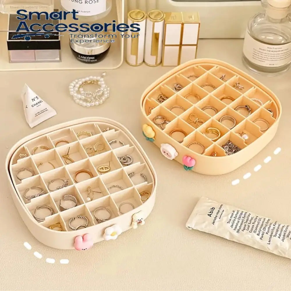 Jewelry Organizer Boxes Plastic Storage Box Grid Double Layer