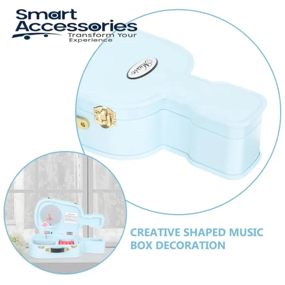 Jewelry Storage Box With Mirror Guitar Shaped