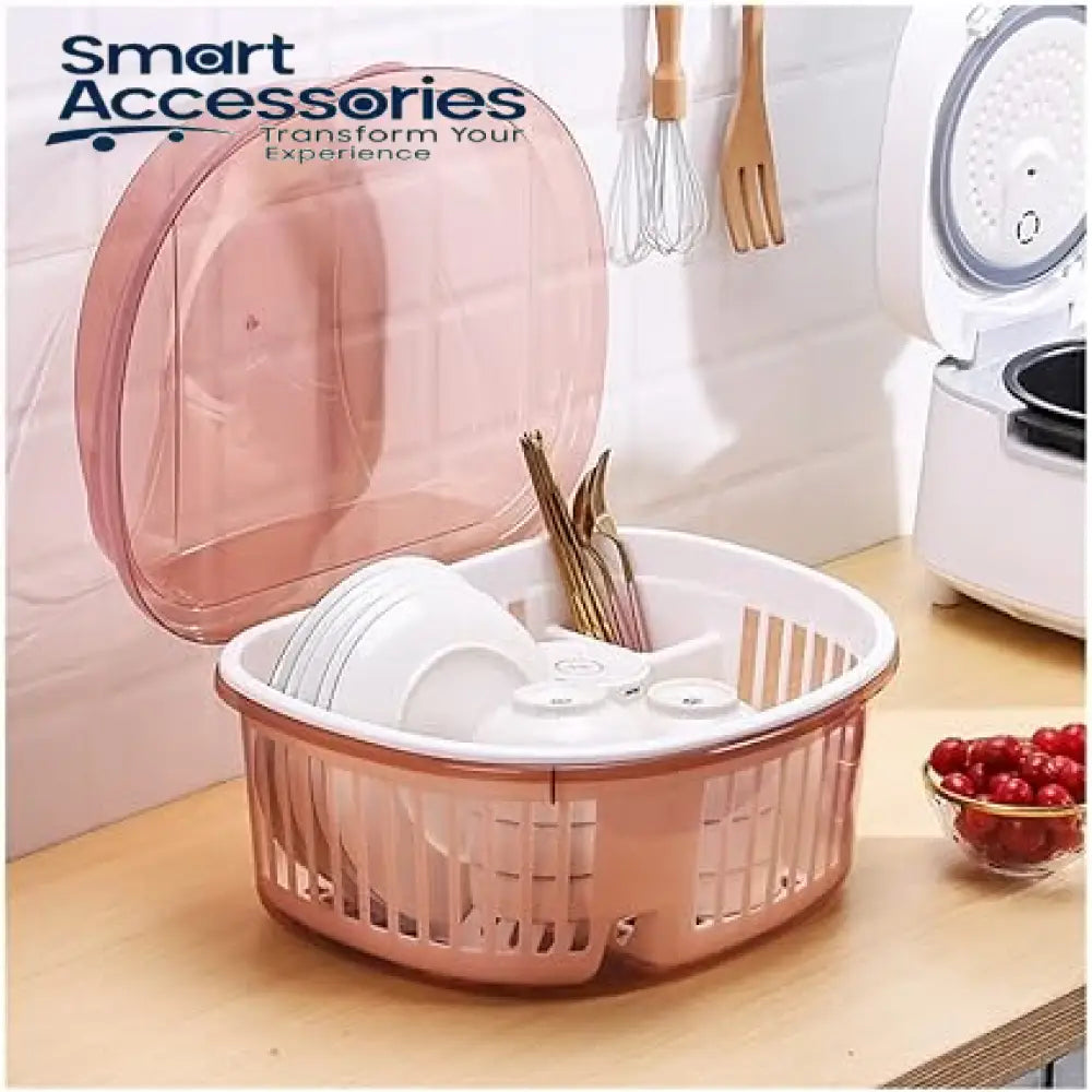 Kitchen Utensils Drainer Rack With Lid