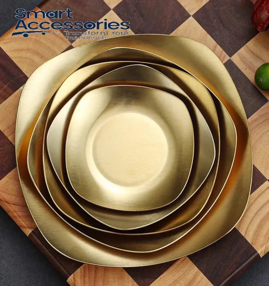 Korean Style Stainless Steel Luxury Square Plates