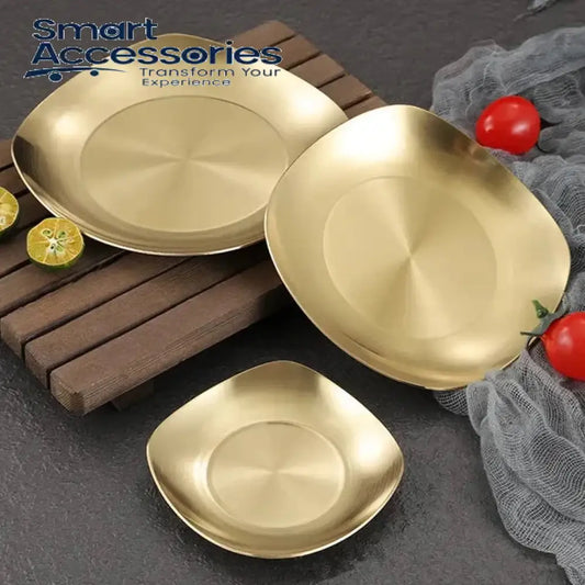 Korean Style Stainless Steel Luxury Square Plates