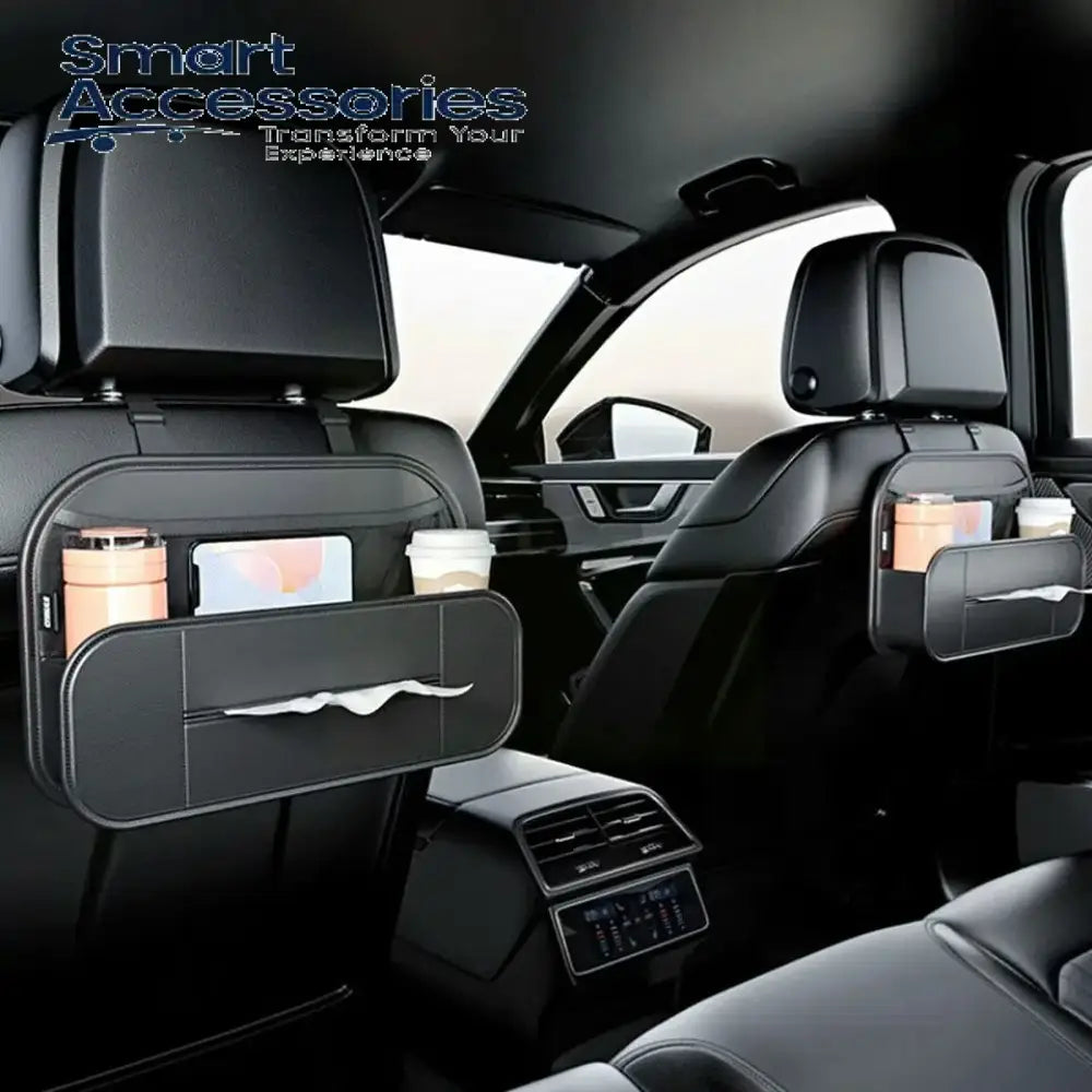 Leather Car Backseat Organizer With Tissue Bag Holder Back Seat Hanging Storage Organizer