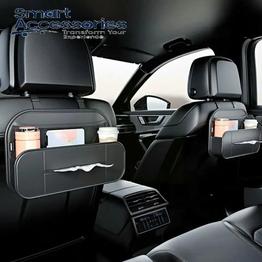 Leather Car Backseat Organizer With Tissue Bag Holder Back Seat Hanging Storage Organizer