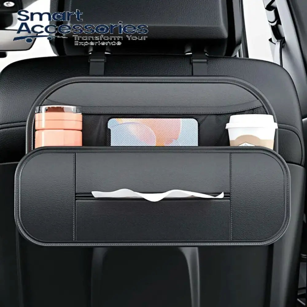 Leather Car Backseat Organizer With Tissue Bag Holder Back Seat Hanging Storage Organizer