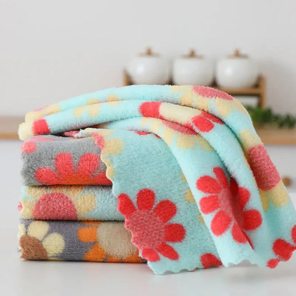 5-Piece Soft Floral Cotton Face Towel Set