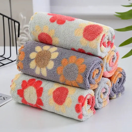 5-Piece Soft Floral Cotton Face Towel Set