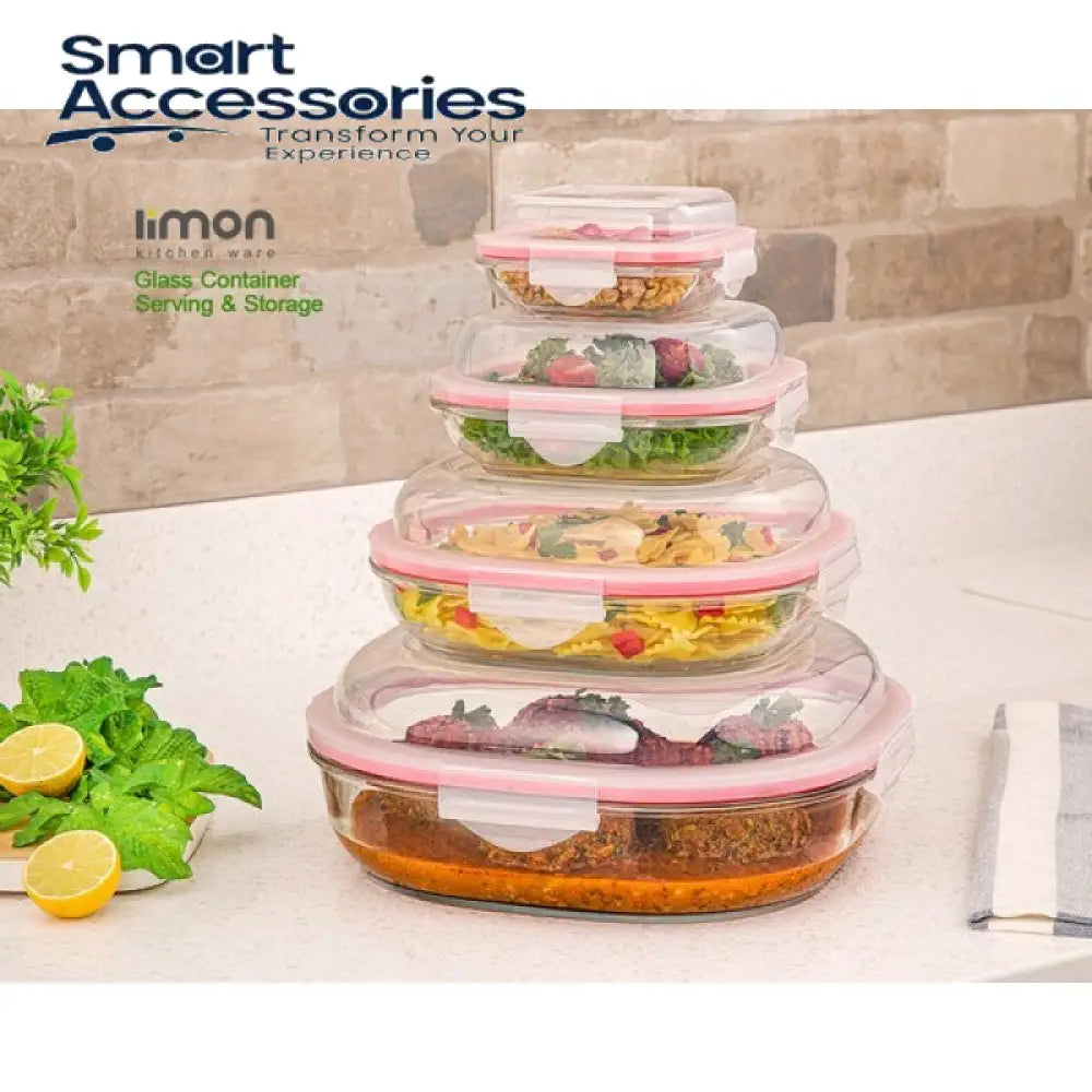 Limon 4 Pcs Glass Storage Box Container Set