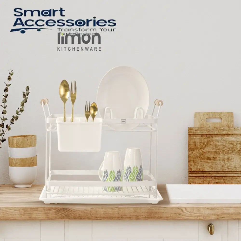 Limon Dish Rack With Wooden Handles 2 Floors