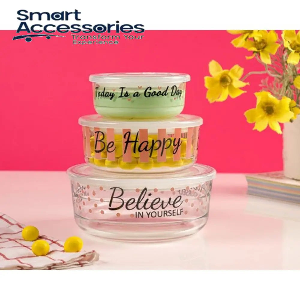 Limon Printed Glass Jar 3 Pcs Set