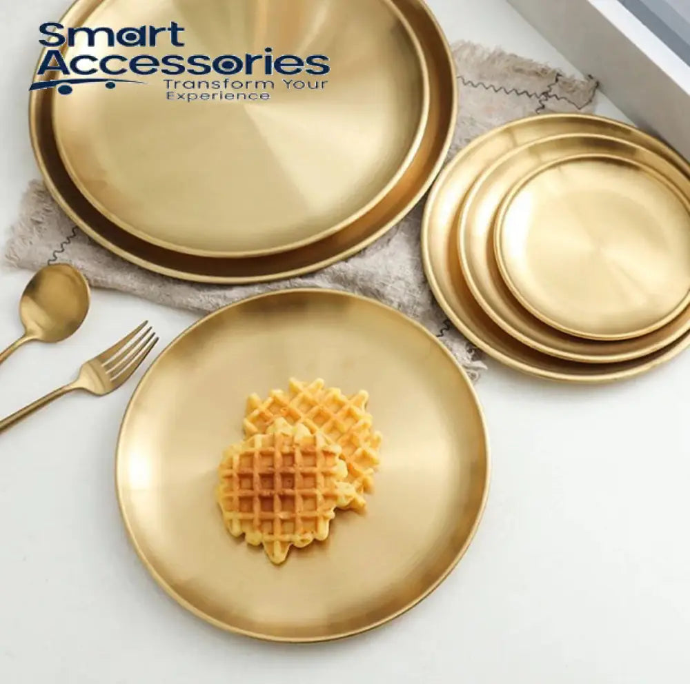 Luxurious Ss Round Plate Gold 50 Cm