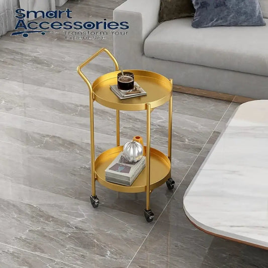 Luxury Coffee /Tea Trolly New Design With Wheels Gold End Corner