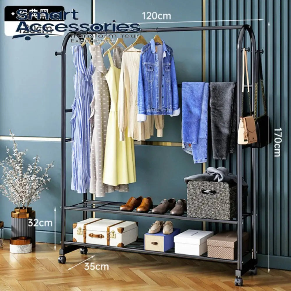 Luxury Floor Clothes Drying Rack Black