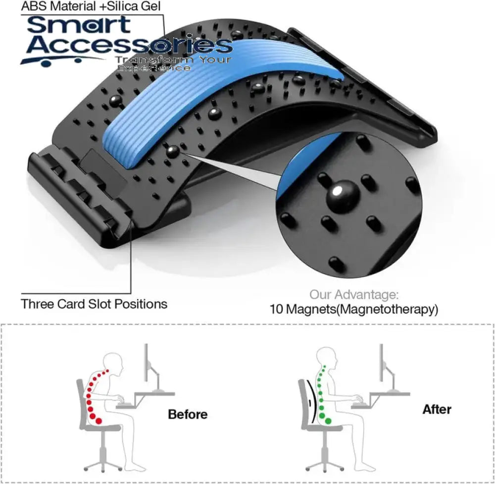 Magnetic Back Stretcher Magic Support Spine With Foam Pad Massager Multi Level Stretching Device