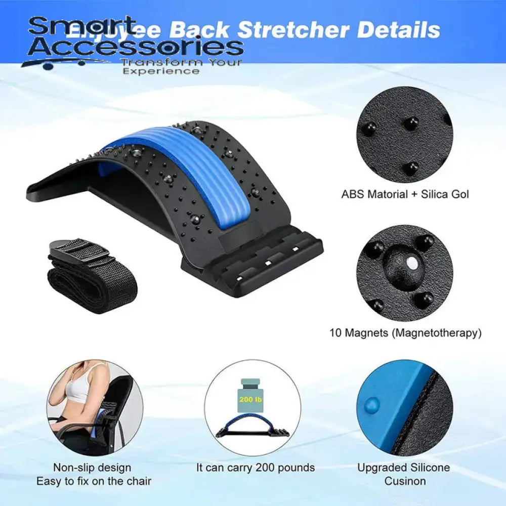 Magnetic Back Stretcher Magic Support Spine With Foam Pad Massager Multi Level Stretching Device