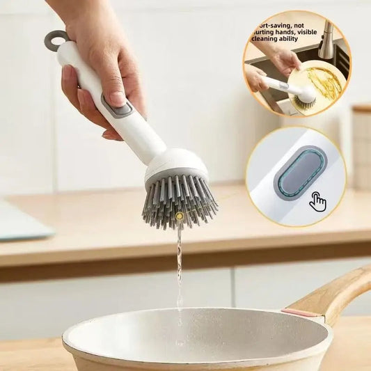 360° Rotating Soap Dispensing Dish Brush with Built-In Dispenser | Kitchen Scrubber