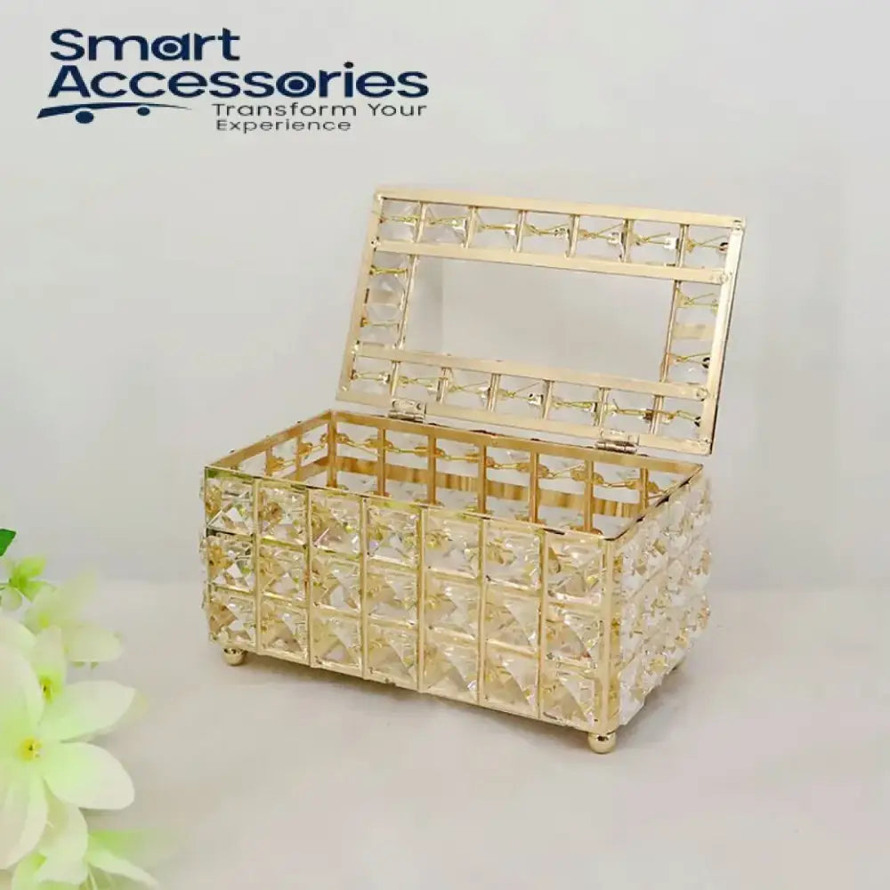 Modern Crystal Tissue Box Rectangle Gold