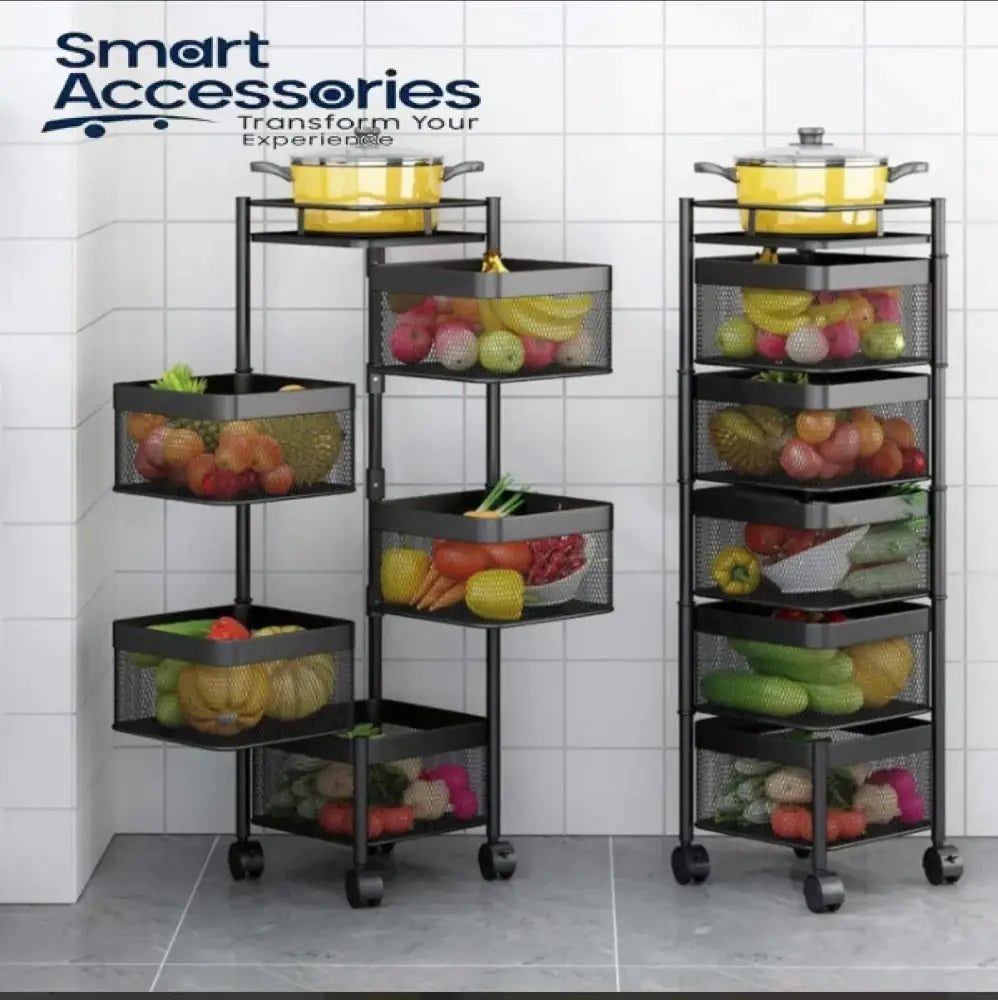 Multi-Layer Rotating Stackable Metal Basket Kitchen Storage Shelf