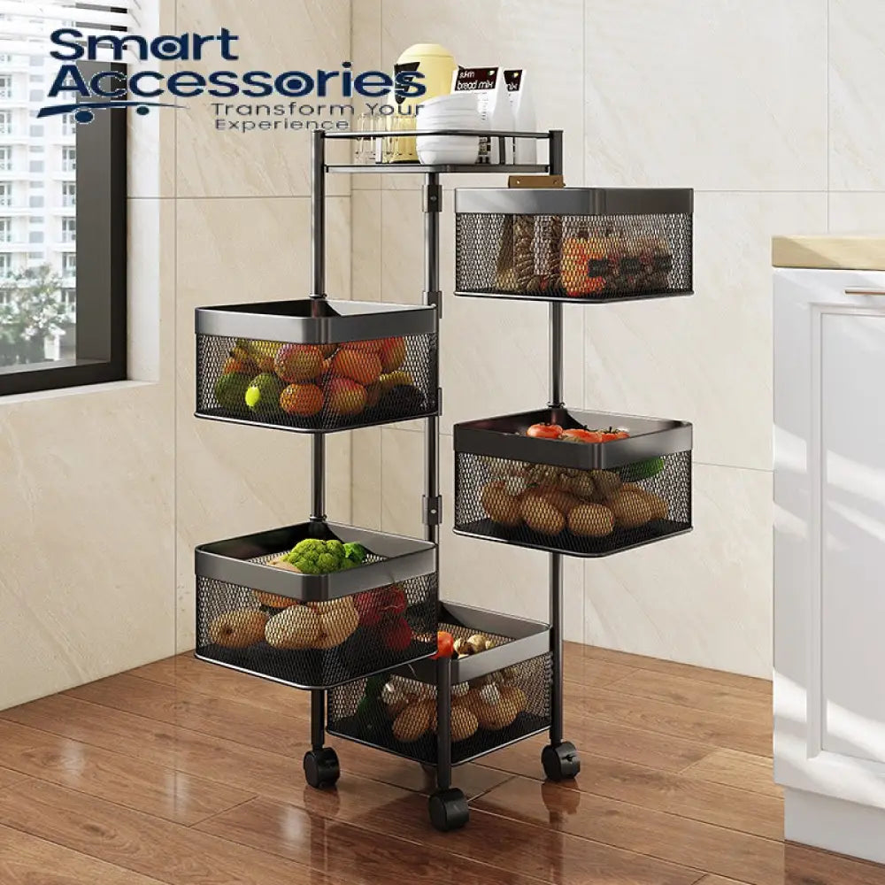 Multi-Layer Rotating Stackable Metal Basket Kitchen Storage Shelf