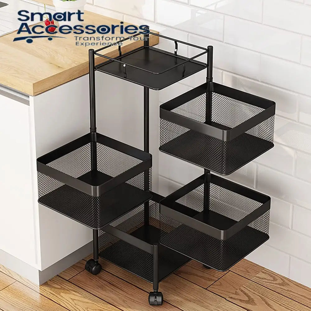 Multi-Layer Rotating Stackable Metal Basket Kitchen Storage Shelf