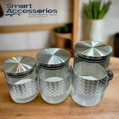 New Luxury Airtight Silver Jars With Spoon Round