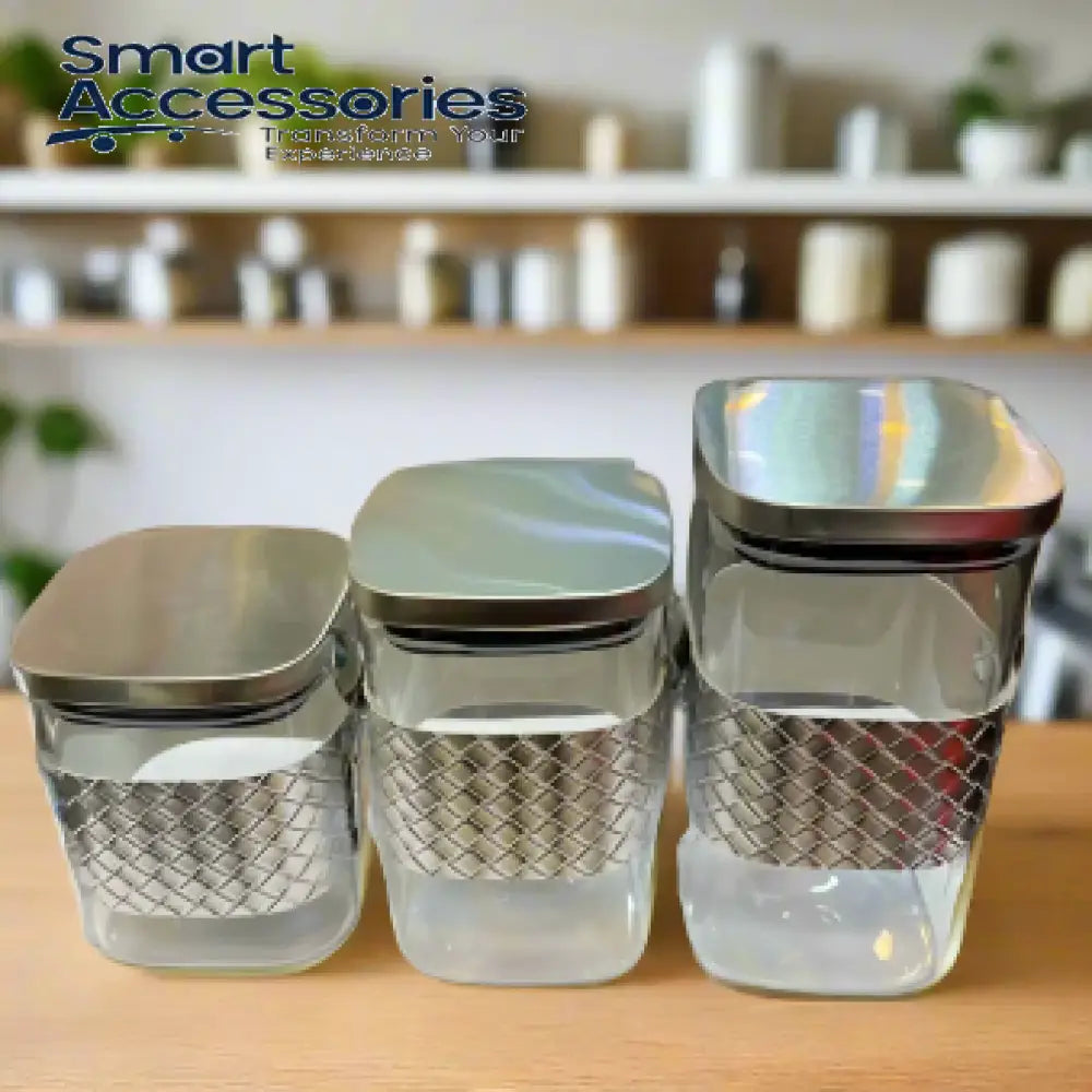 New Luxury Airtight Silver Jars With Spoon Square